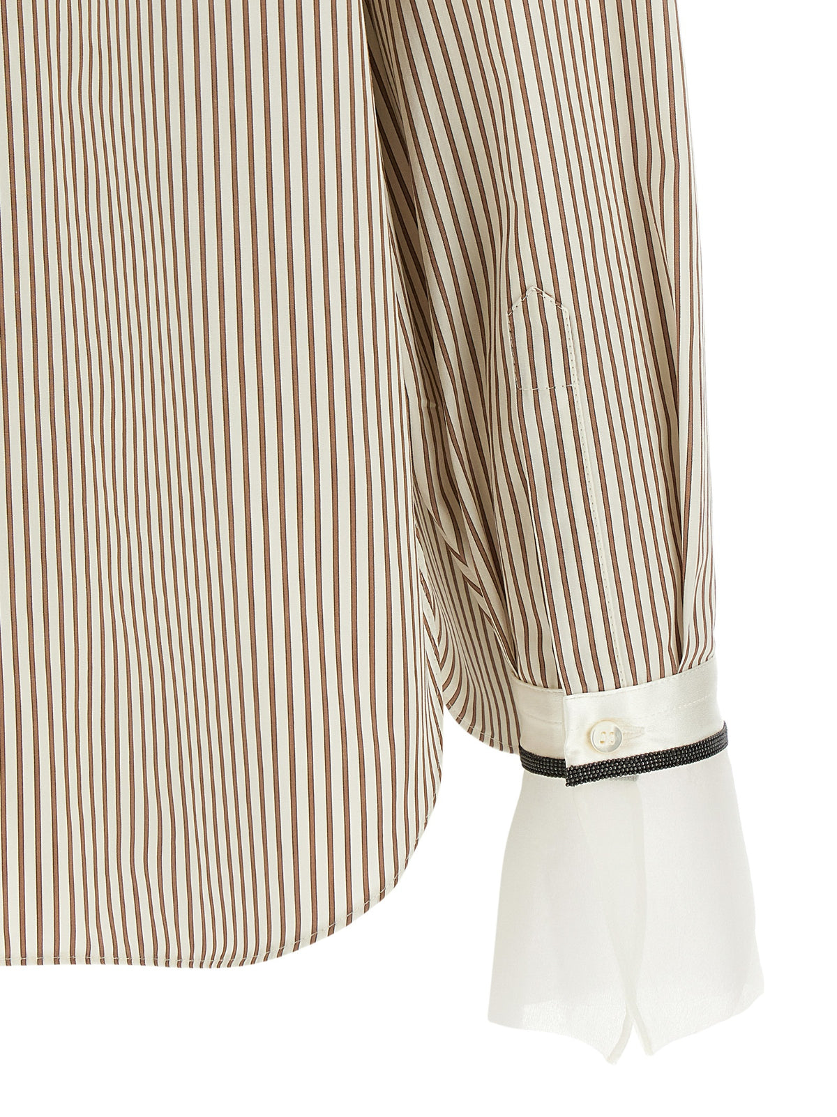 Experience the elegance of Brunello Cucinelli's Beige Cotton Blouse, where exquisite craftsmanship meets timeless style, perfect for the discerning connoisseur.