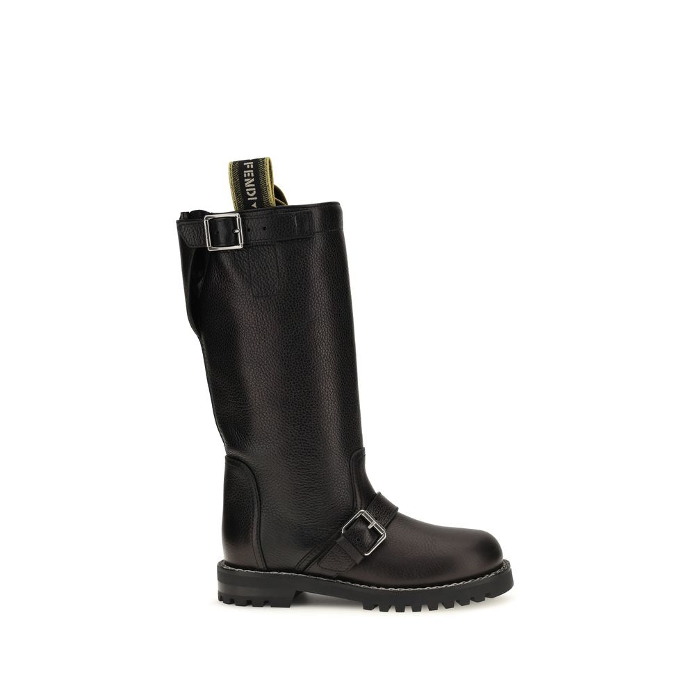 Fendi Black Calf Leather Lace-Up Boots - Timeless Luxury Footwear