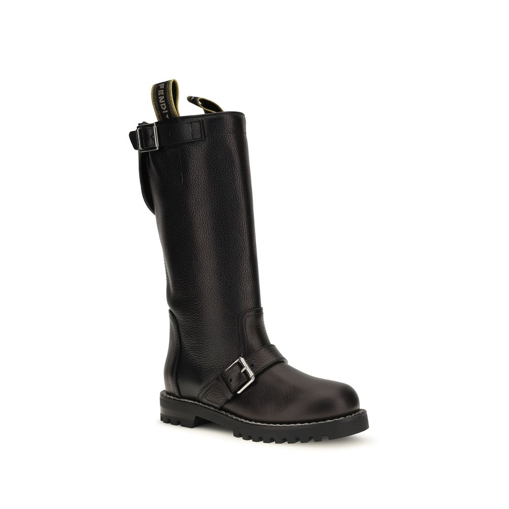 Fendi Black Calf Leather Lace-Up Boots - Elevate Your Elegance