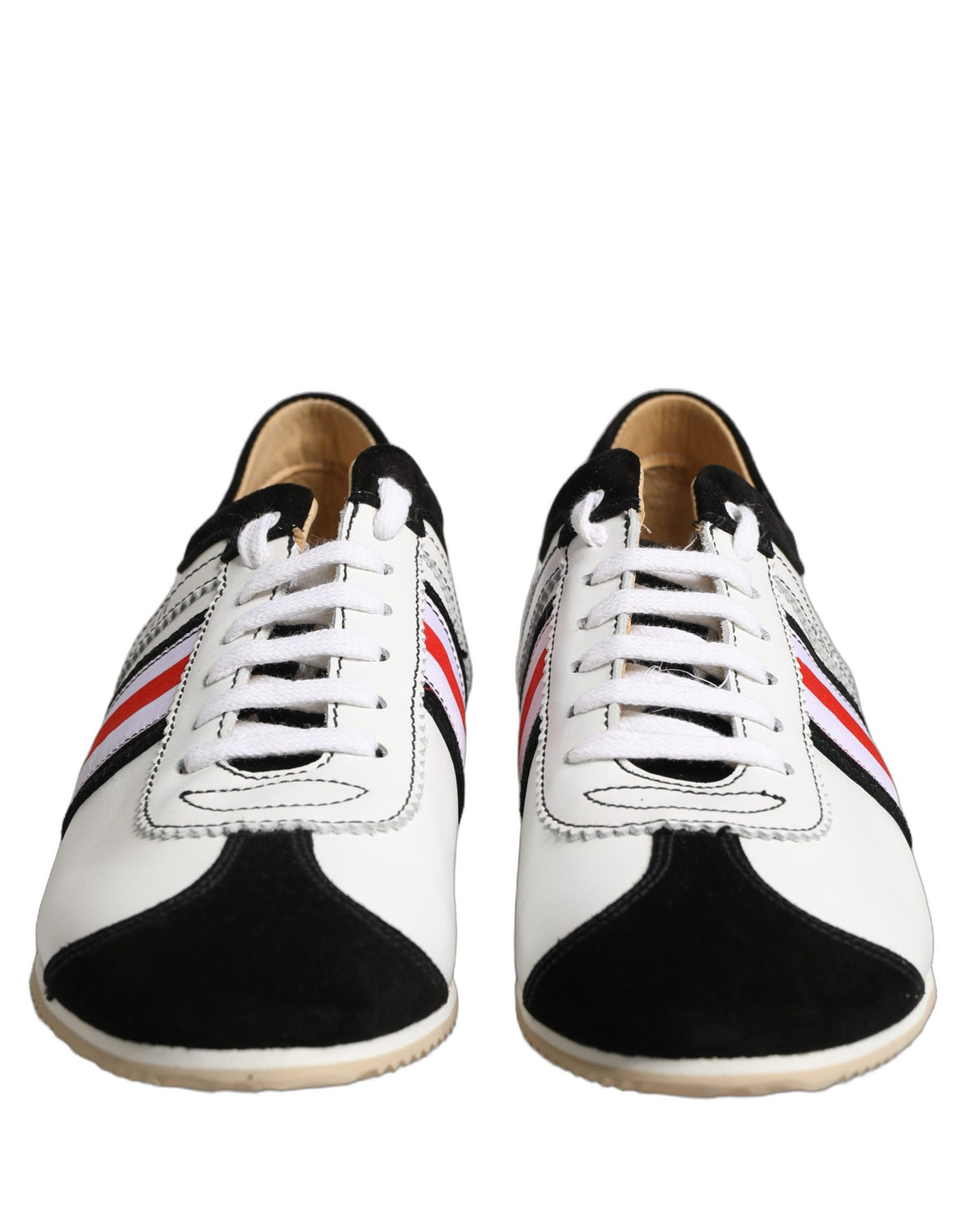 Dolce & Gabbana White Leather Low Top Sneakers - Exquisite Craftsmanship