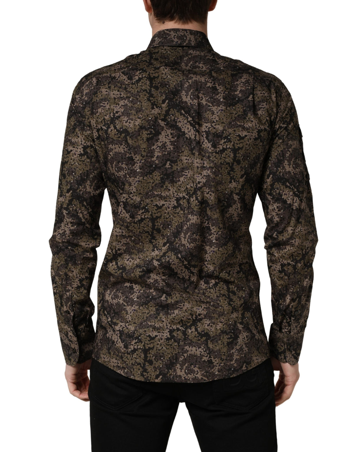 Dolce & Gabbana Brown Camouflage Long Sleeve Dress Shirt