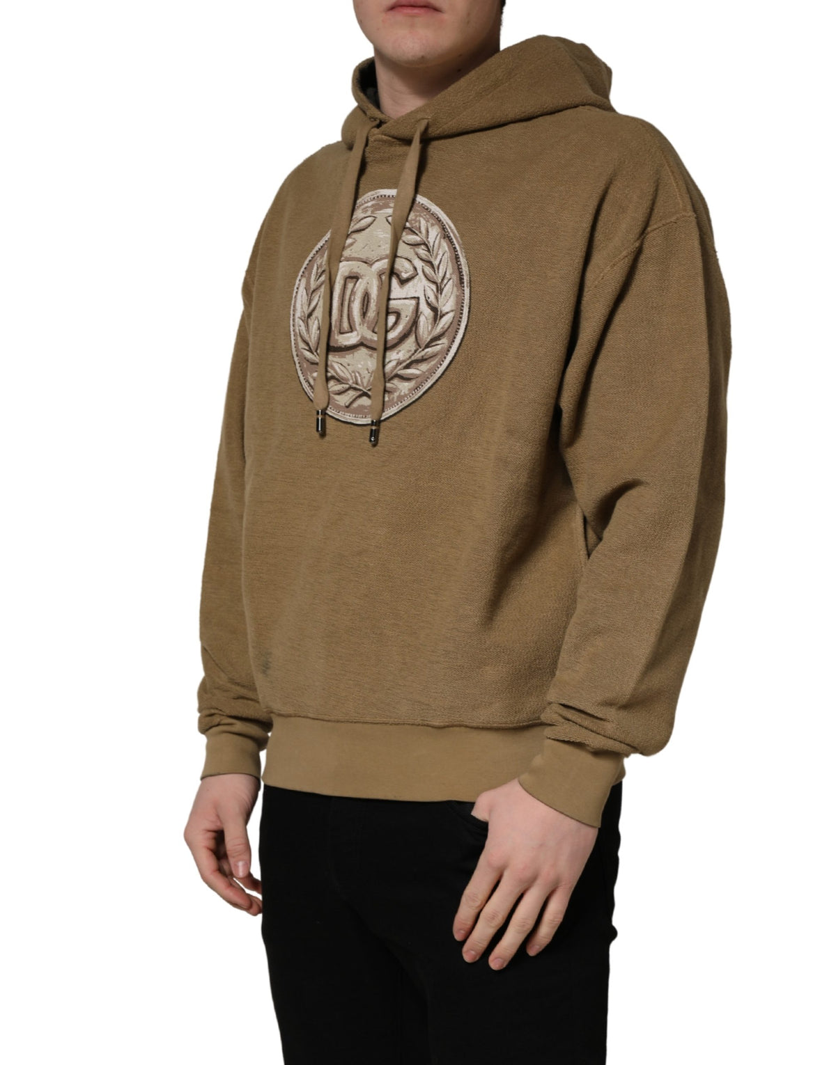 Dolce & Gabbana Brown Embossed Logo Hooded Sweatshirt