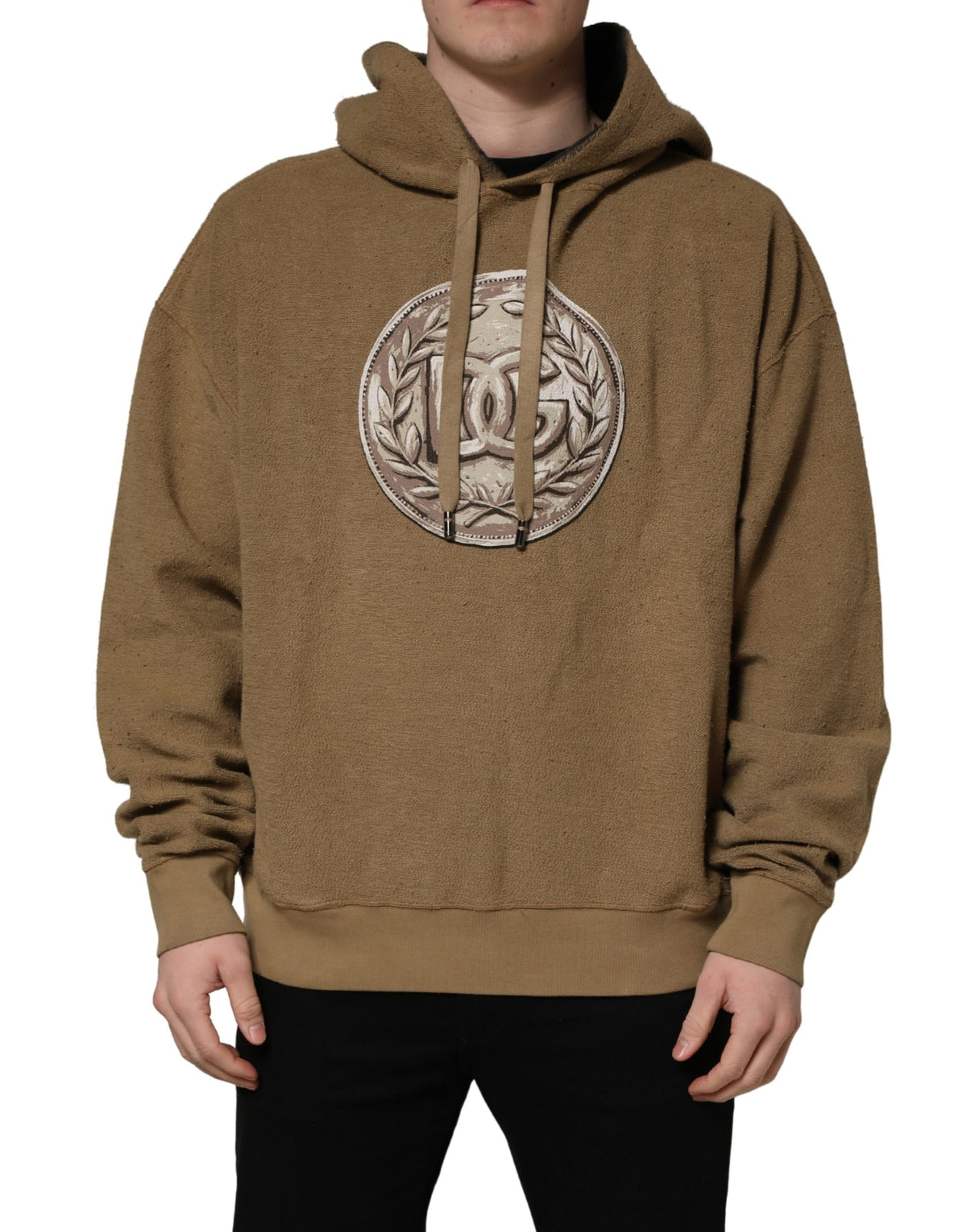 Dolce & Gabbana Brown Embossed Logo Hooded Sweatshirt