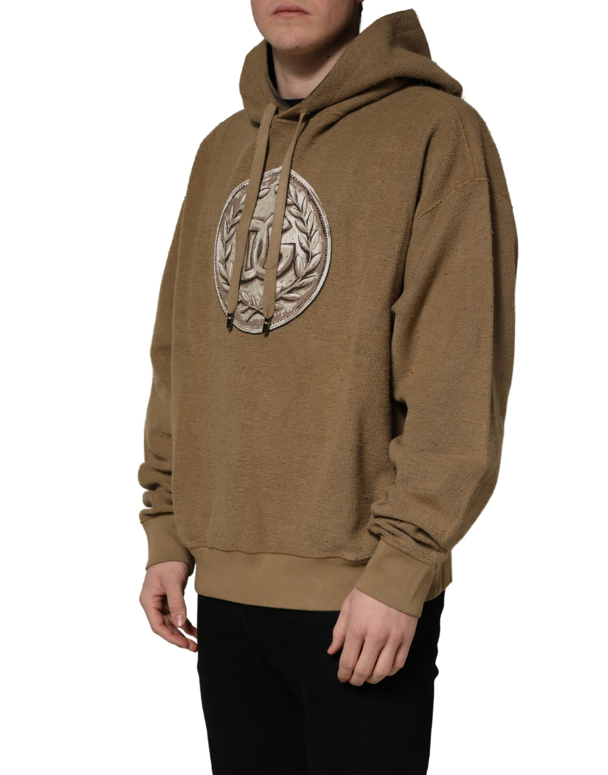 Dolce & Gabbana Brown Embossed Logo Hooded Sweatshirt
