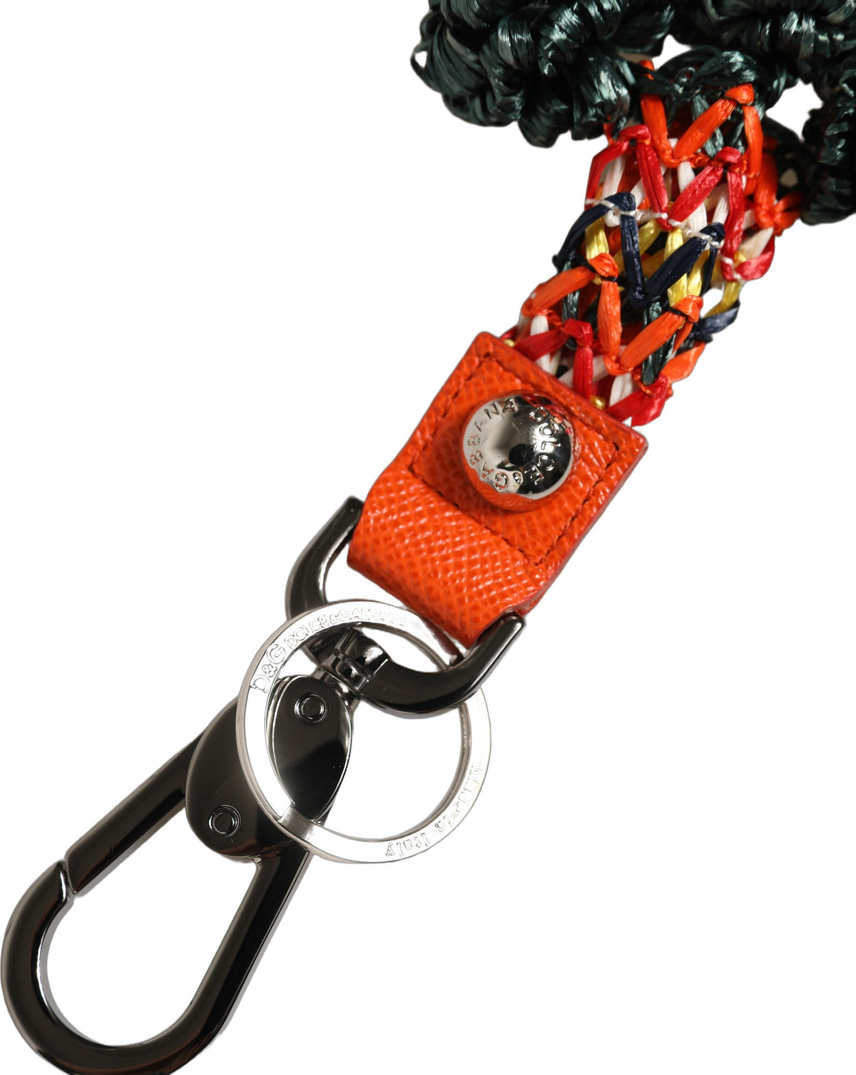 Dolce & Gabbana Multicolor Raffia Leather Keyring - Exquisite Luxury