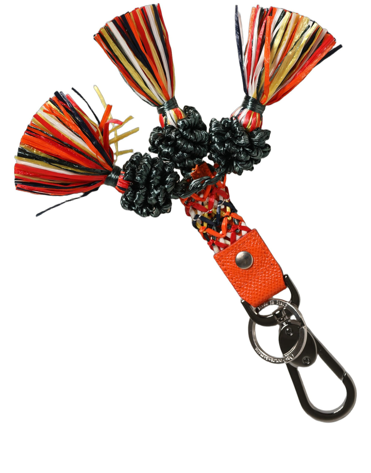Dolce & Gabbana Multicolor Raffia Leather Keyring - Exquisite Luxury