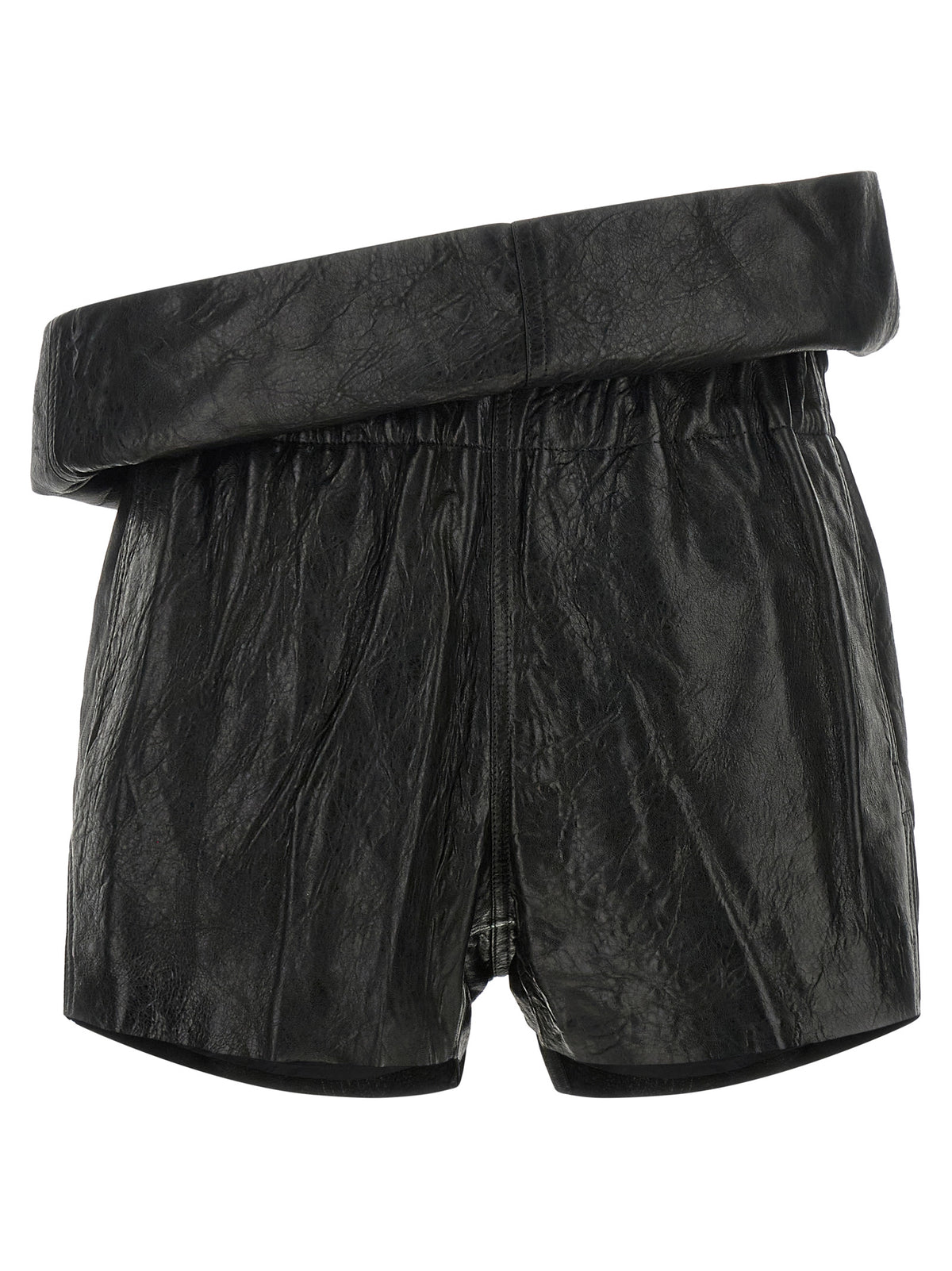 Rick Owens Black Lamb Leather Bermuda Shorts - Avant-Garde Luxury