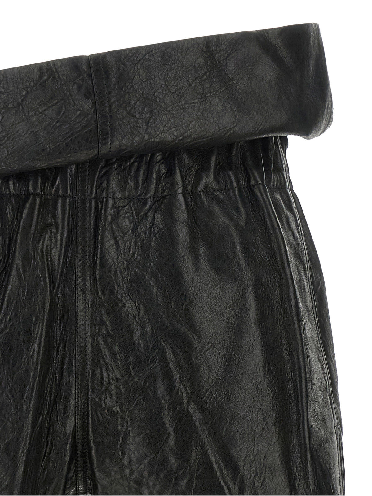 Rick Owens Black Lamb Leather Bermuda Shorts - Avant-Garde Luxury