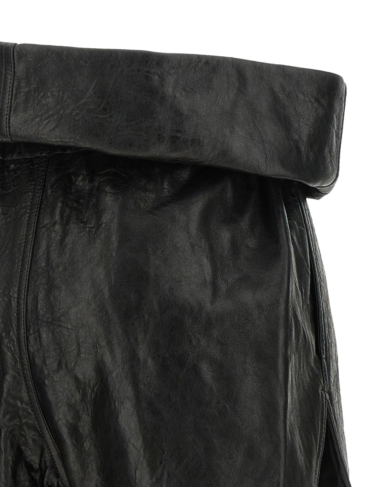 Rick Owens Black Lamb Leather Bermuda Shorts - Avant-Garde Luxury