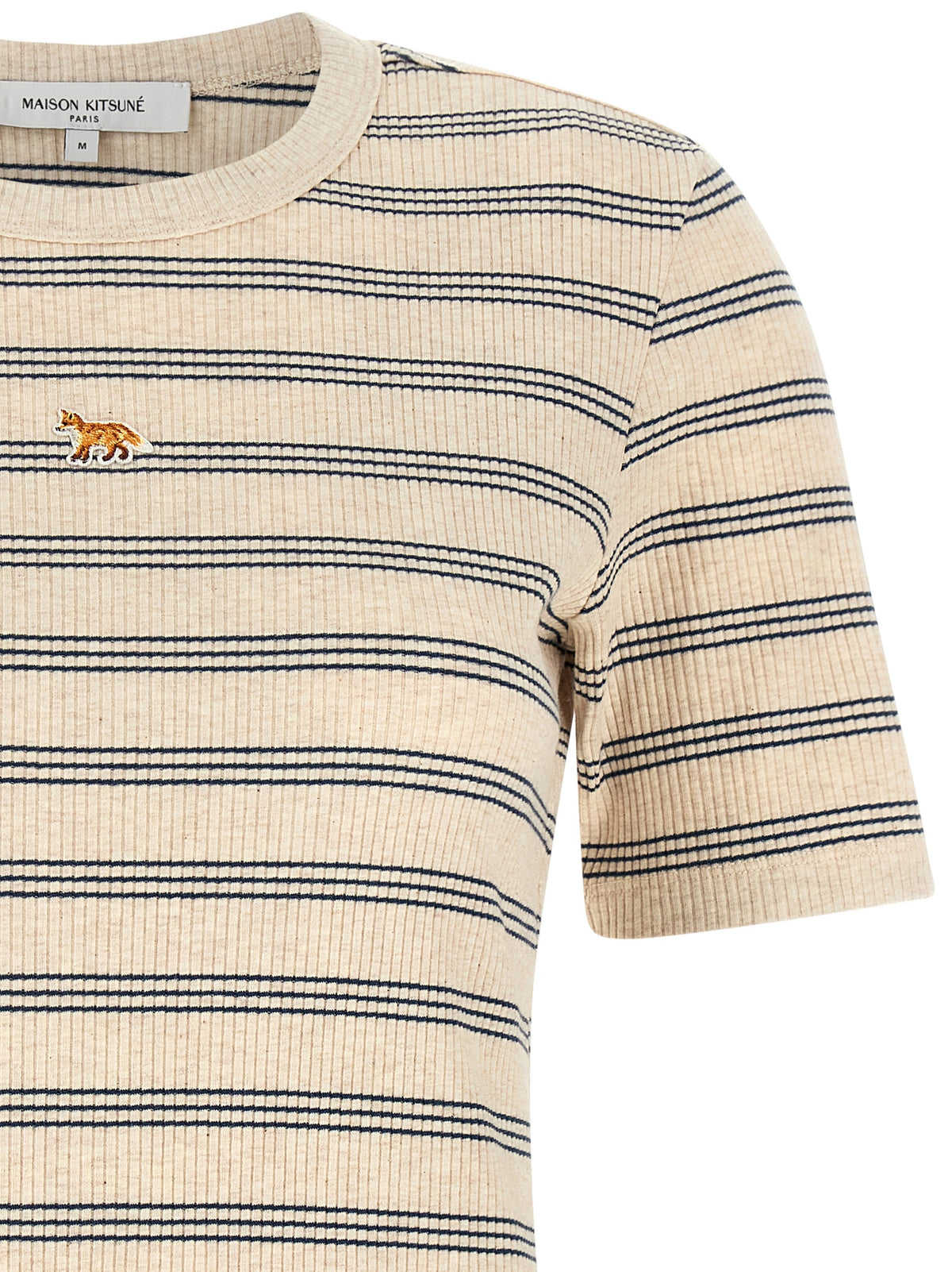 Maison Kitsuné Beige Organic Cotton T-Shirt - Timeless Luxury Elegance