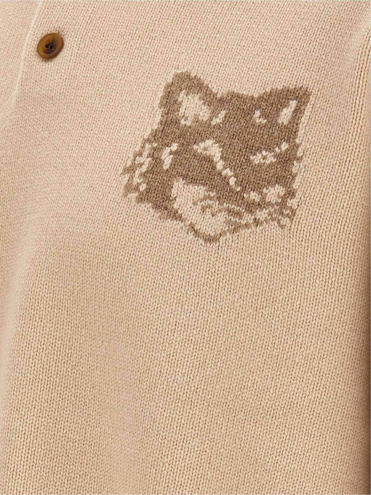 Maison Kitsuné Beige Wool Cardigan - Timeless Luxury Elegance
