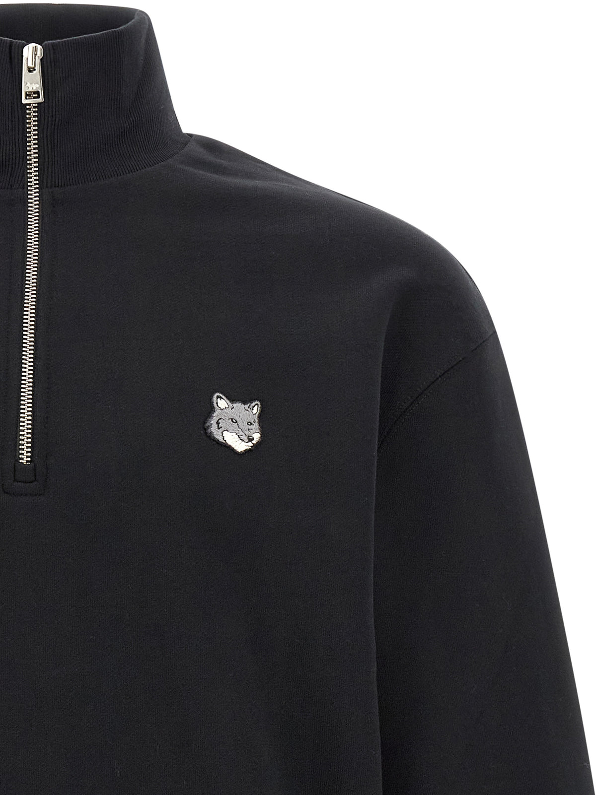 Maison Kitsuné Black Organic Cotton Sweatshirt - Timeless Luxury
