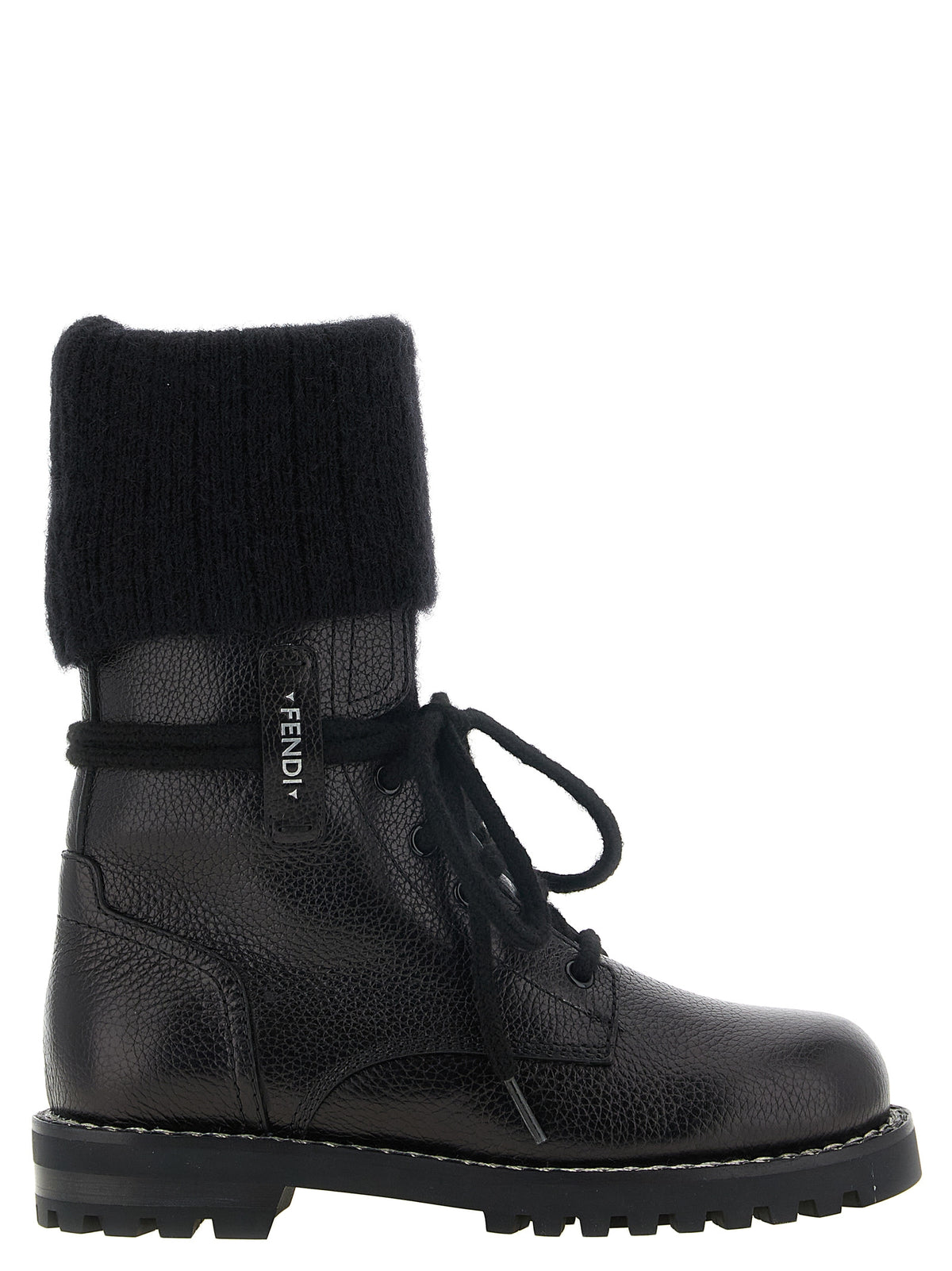 Elevate your style with Fendi's Black Calfskin Lace-Up Boots, where exquisite craftsmanship meets bold design, perfect for the discerning trendsetter.