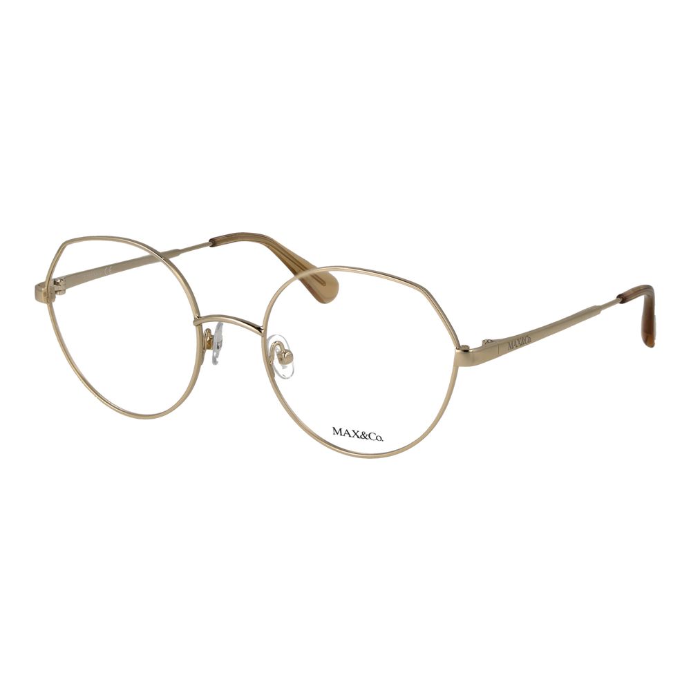 Indulge in the exquisite elegance of Max & Co Gold Metal Glasses, where timeless craftsmanship meets luxurious design, perfect for those who embody sophistication and allure.
