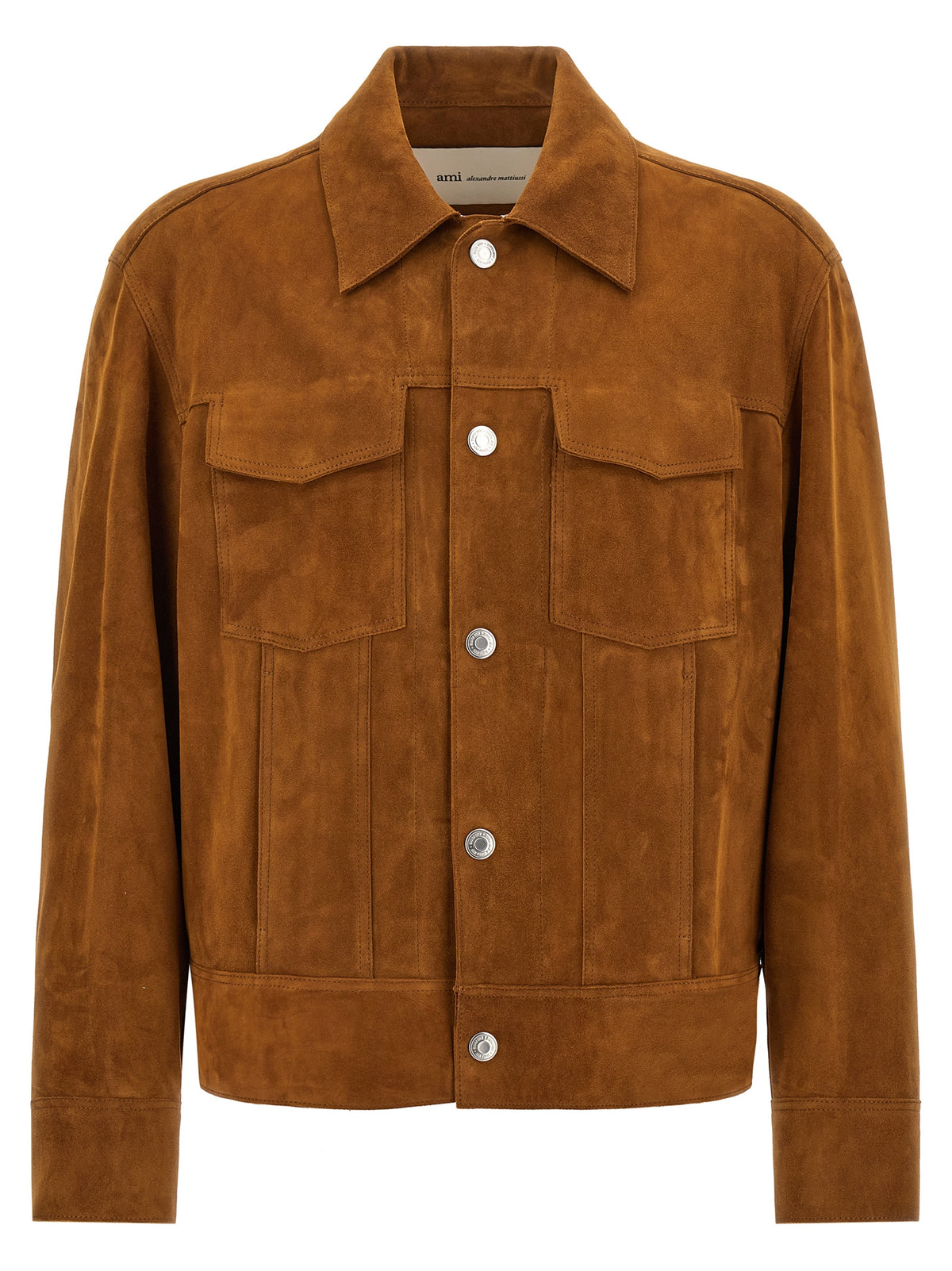 Discover the Ami Paris Brown Goatskin Leather Jacket, a timeless piece crafted from premium goat leather, embodying sophistication and effortless elegance for the discerning wardrobe.