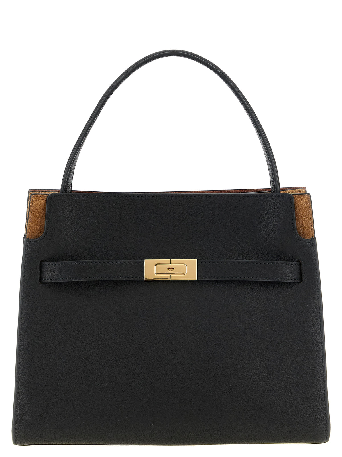Indulge in the timeless elegance of the Tory Burch Black Lambskin Crossbody Bag, a masterpiece of craftsmanship that elevates your style with luxurious sheepskin leather and sophisticated detailing.