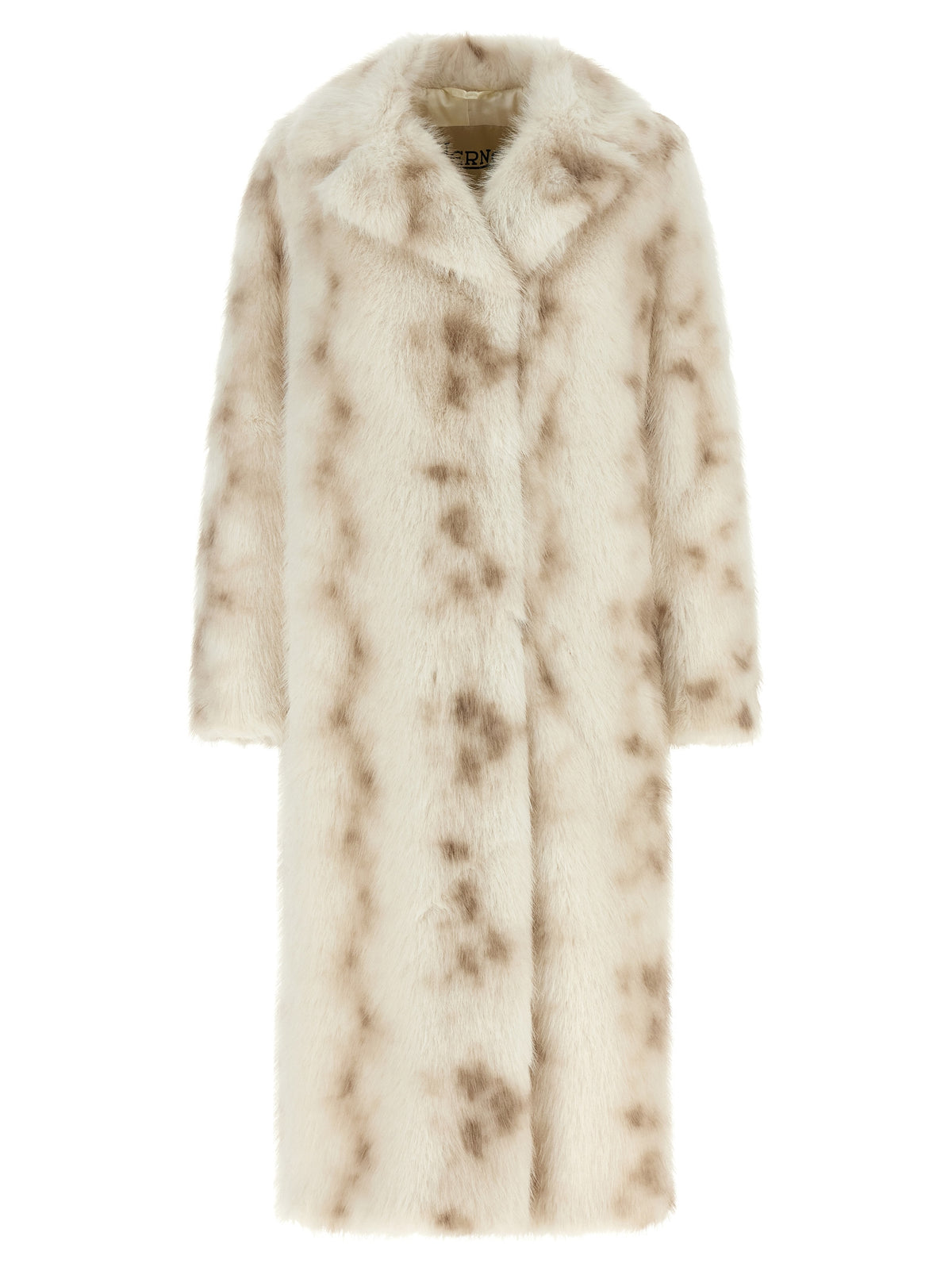 Indulge in the exquisite Herno Beige Polyester Coat, a masterpiece of faux-fur elegance, seamlessly blending sophistication with fluidity for the discerning wardrobe.