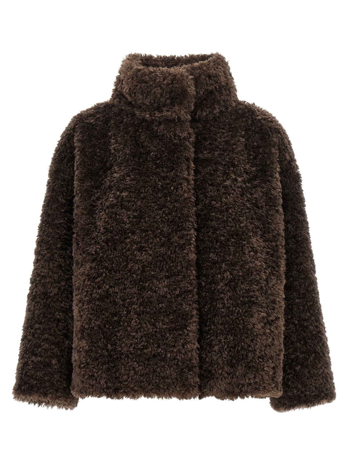 Indulge in the exquisite Herno Brown Polyester Full-Length Jacket, where luxurious faux fur meets elegant design, embodying sophistication for the discerning individual.