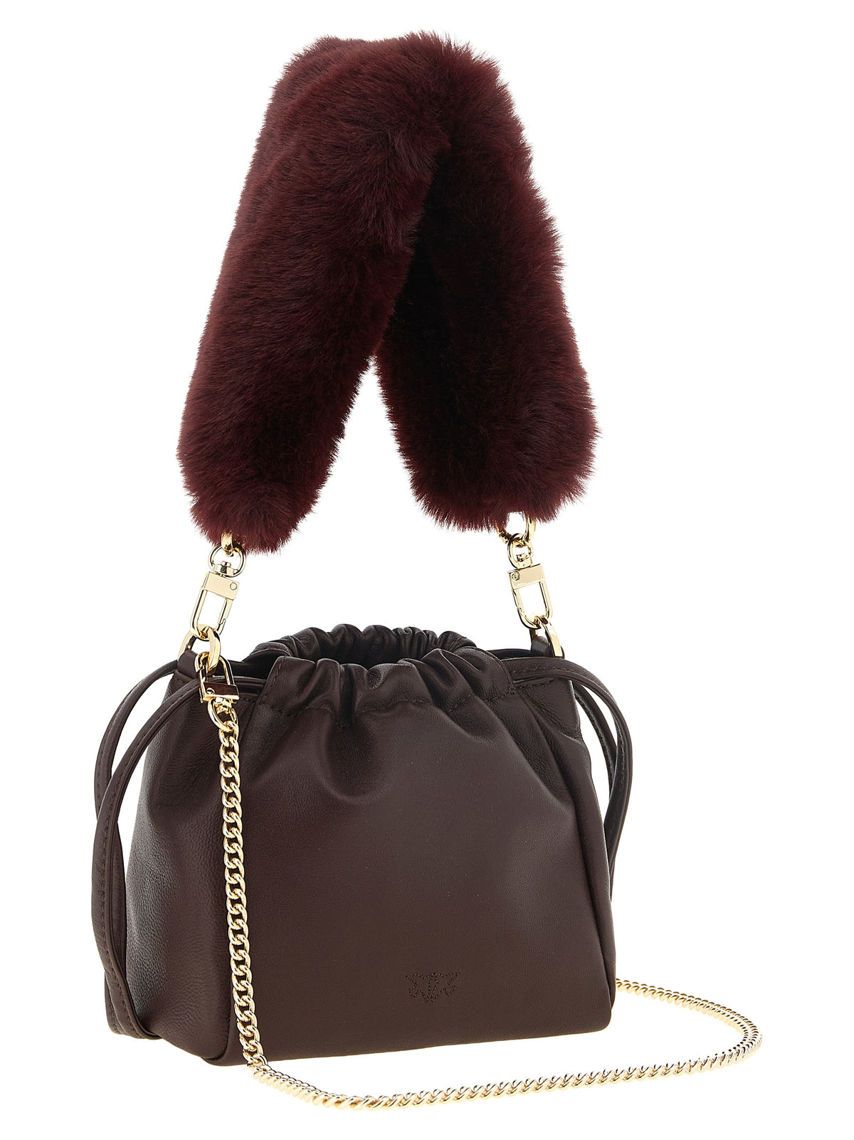 Indulge in the allure of PINKO's Bordeaux Lambskin Shoulder Bag, a masterpiece of 100% sheepskin leather that redefines luxury and sophistication for the discerning individual.