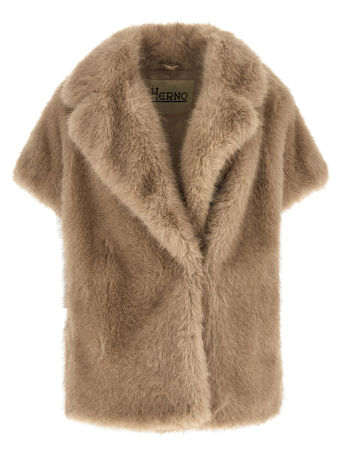 Indulge in the exquisite elegance of Herno's Tocco short-sleeved coat, a luxurious blend of eco-fur and timeless design, perfect for the discerning trendsetter.