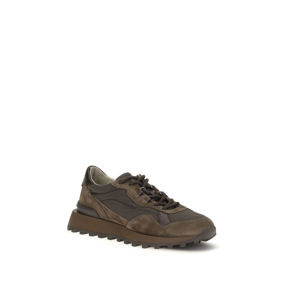 Brunello Cucinelli Athletic Sneakers in Luxurious Brown Calf Leather