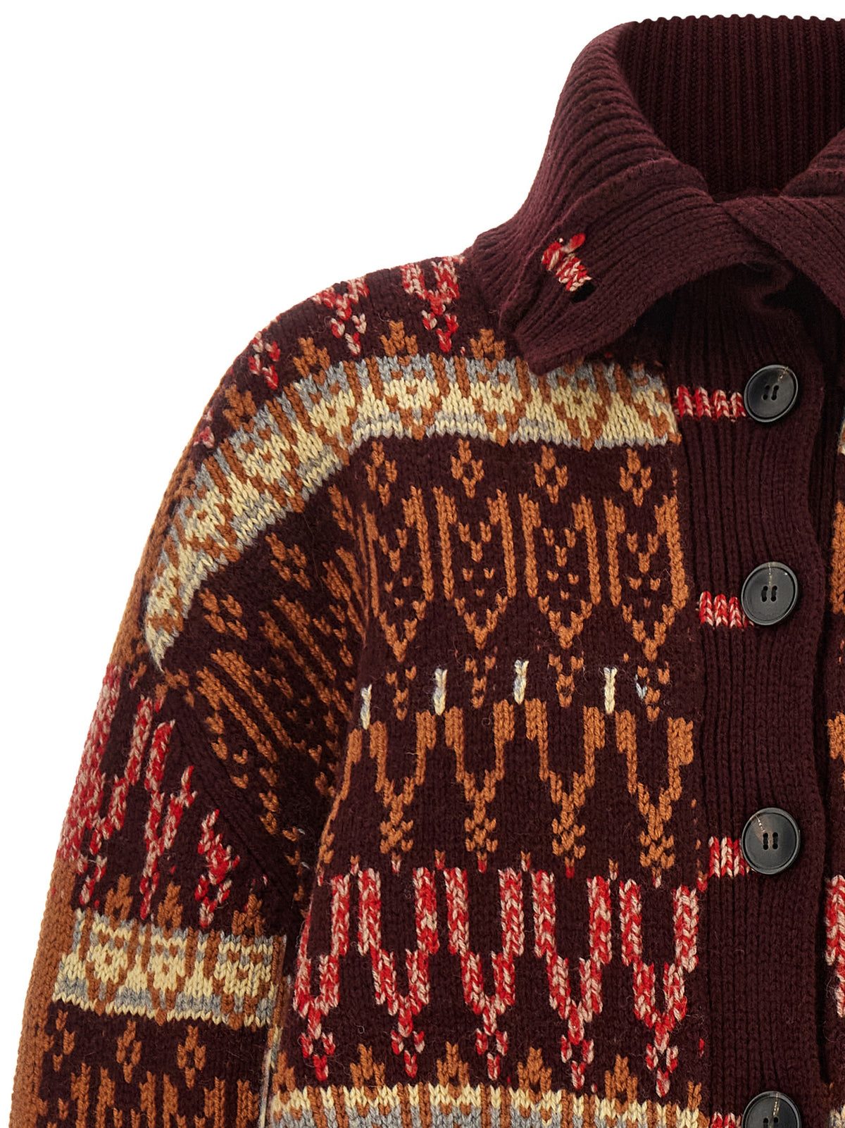 Dries Van Noten Bordeaux Wool Cardigan - Luxurious Knitwear Elegance
