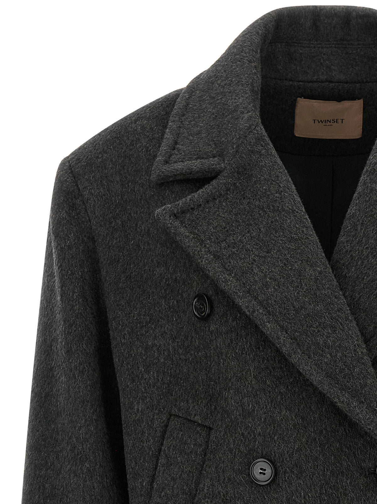 Twinset Gray Wool Coat - Timeless Luxury Outerwear for All