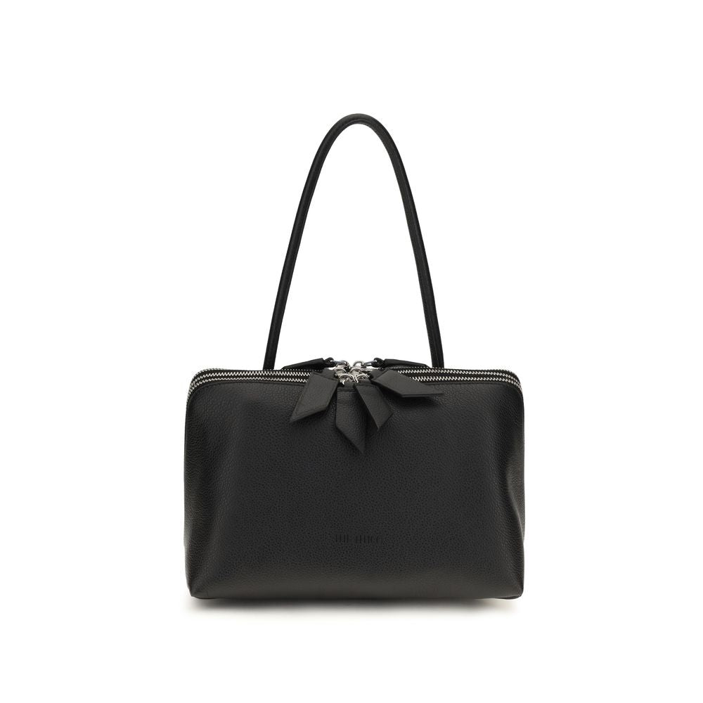 The Attico Black Calf Leather Bos Taurus Shoulder Bag - Luxury Redefined