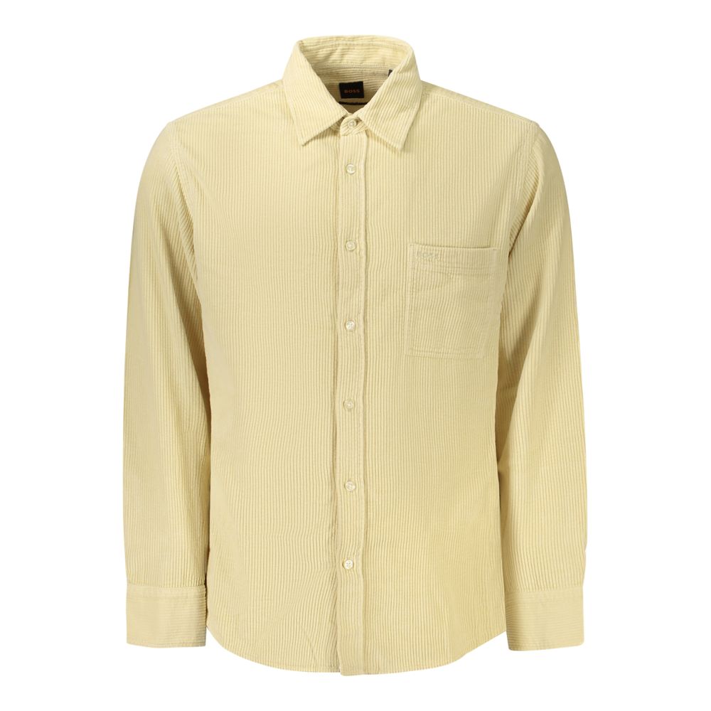 Discover the Hugo Boss Beige Cotton Mens Shirt, a blend of luxurious velvet texture and sophisticated design, perfect for the modern gentleman's wardrobe.