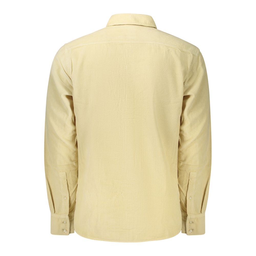 Elevate your style with the Hugo Boss Beige Cotton Mens Shirt, where luxurious velvet texture meets sophisticated design, perfect for the modern gentleman's wardrobe.