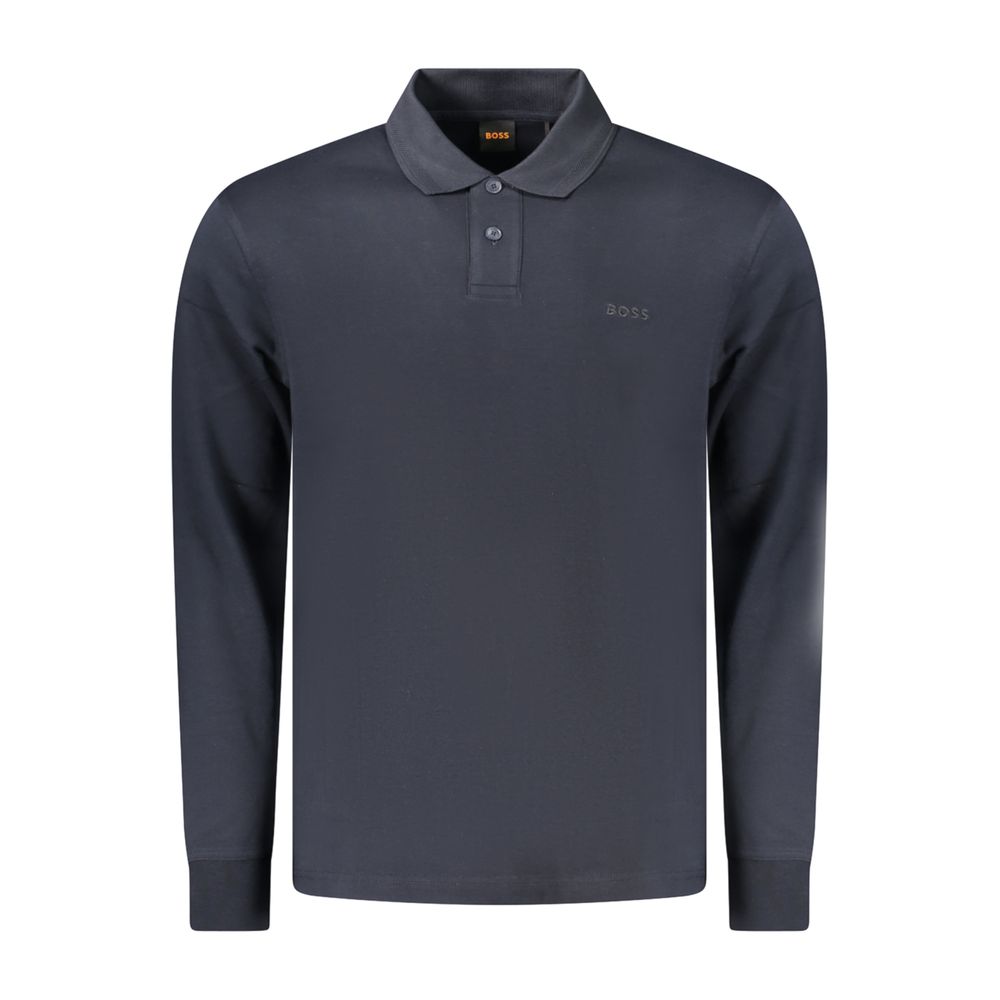 Indulge in the elegance of the Hugo Boss Blue Cotton Polo Shirt, where exquisite craftsmanship meets timeless style, perfect for the discerning individual.