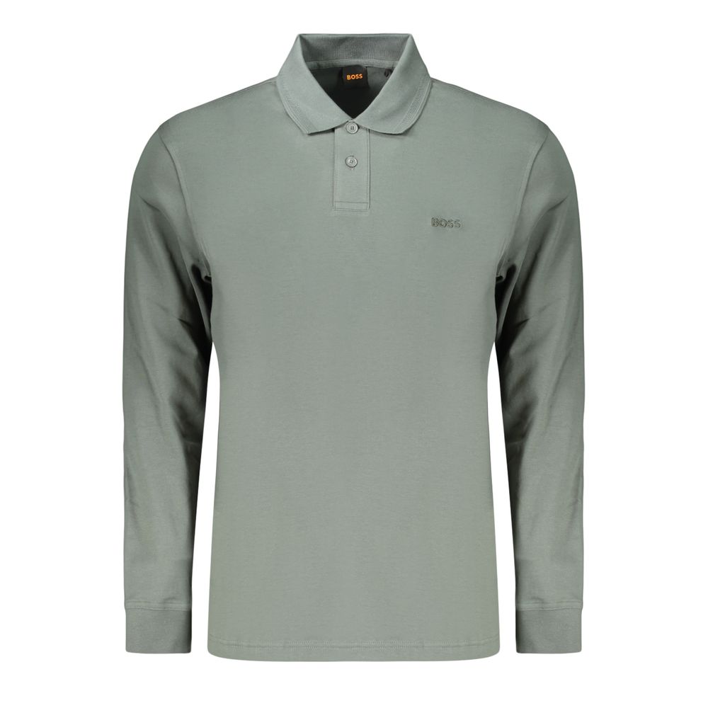 Indulge in the elegance of the Hugo Boss Green Cotton Polo Shirt, a timeless piece that embodies sophistication and impeccable craftsmanship for discerning tastes.