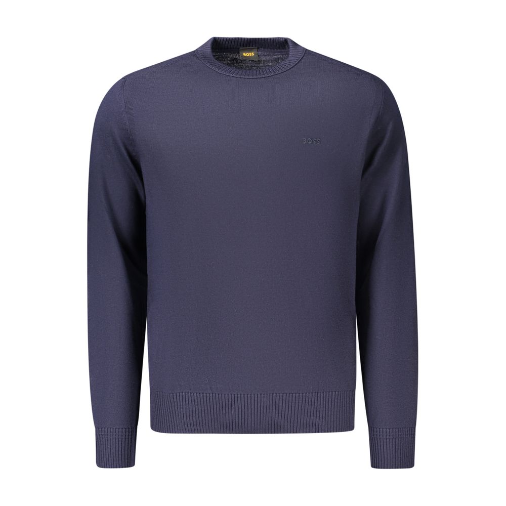 Indulge in the elegance of the Hugo Boss Blue Wool Sweatshirt, a timeless piece that embodies sophistication and effortless style for the discerning individual.