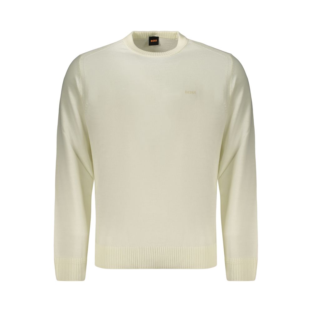 Elevate your wardrobe with the Hugo Boss White Wool Sweatshirt, a symbol of refined elegance and sophisticated craftsmanship, perfect for discerning tastes.