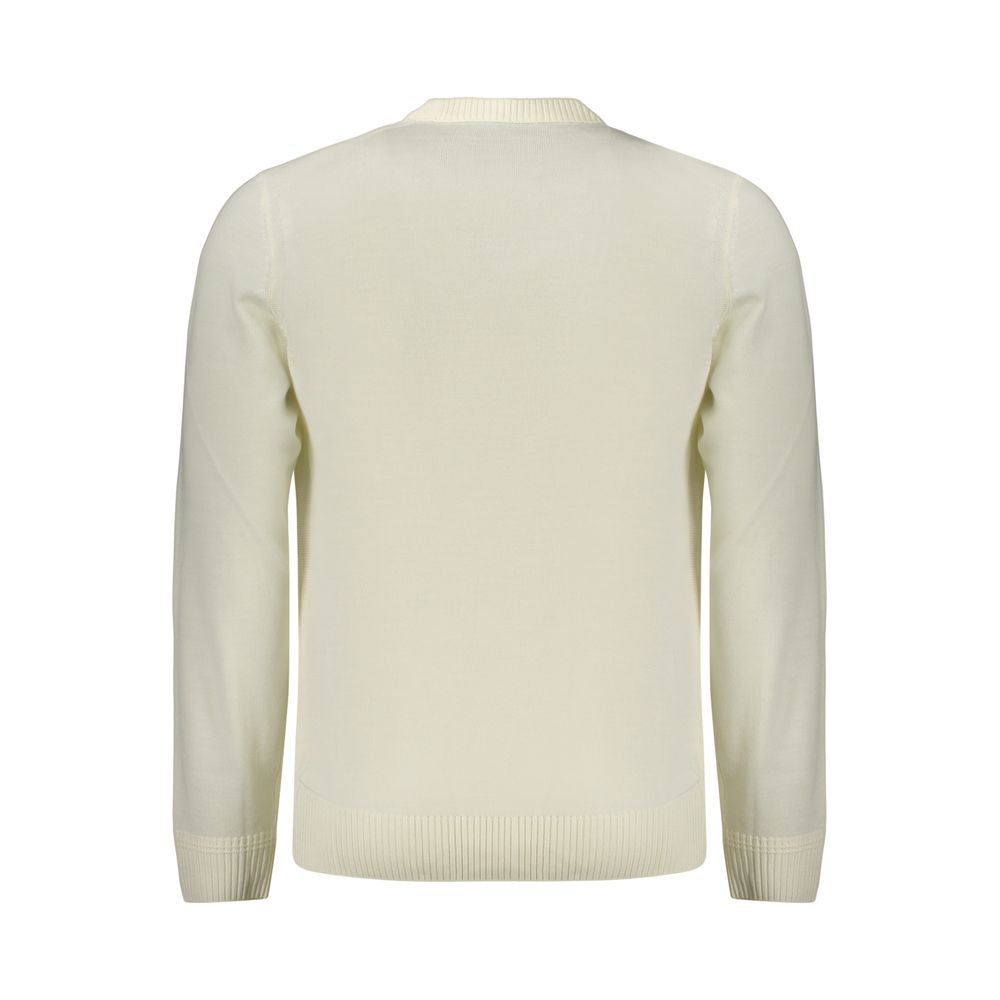 Indulge in the elegance of the Hugo Boss White Wool Sweatshirt, a masterpiece of craftsmanship that embodies timeless luxury and sophistication for discerning individuals.