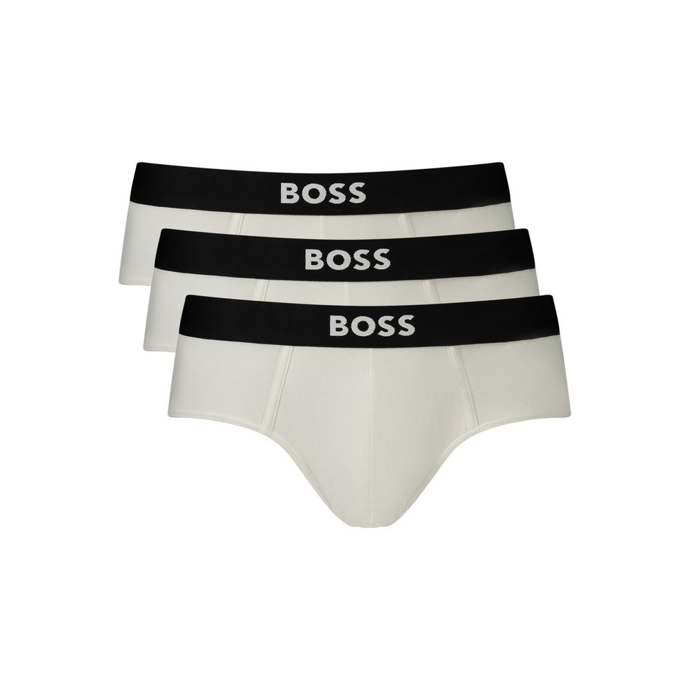 Indulge in the exquisite craftsmanship of Hugo Boss White Cotton Briefs, a luxurious essential that embodies sophistication and timeless elegance for discerning individuals.