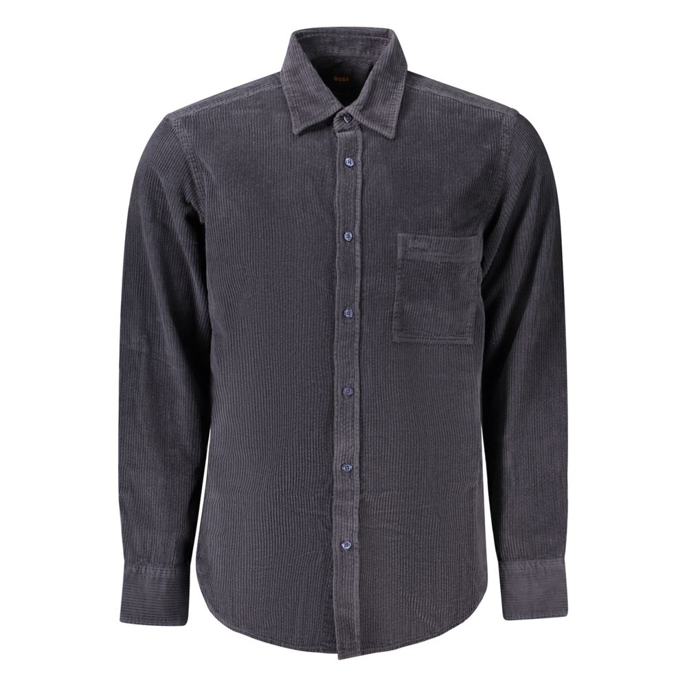 Elevate your wardrobe with the Hugo Boss Blue Cotton Shirt, a masterpiece of design featuring exquisite craftsmanship and luxurious details for the discerning individual.