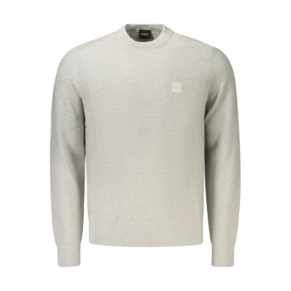 Indulge in the exquisite Hugo Boss Gray Cotton Sweatshirt, a masterclass in luxury and comfort, perfect for those who embrace elegance and sophistication.