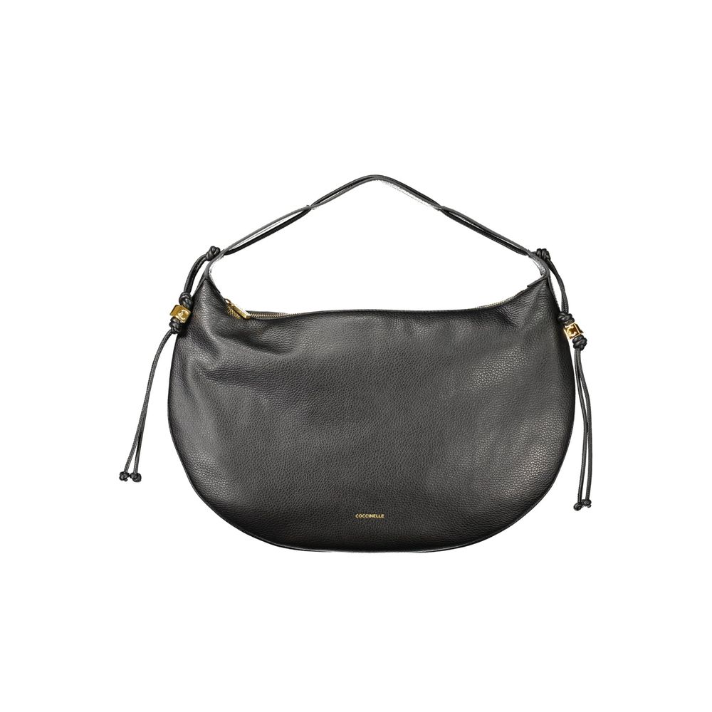 Indulge in the exquisite Coccinelle Black Leather Handbag, a masterpiece of craftsmanship designed for those who embrace elegance and sophistication in every moment.