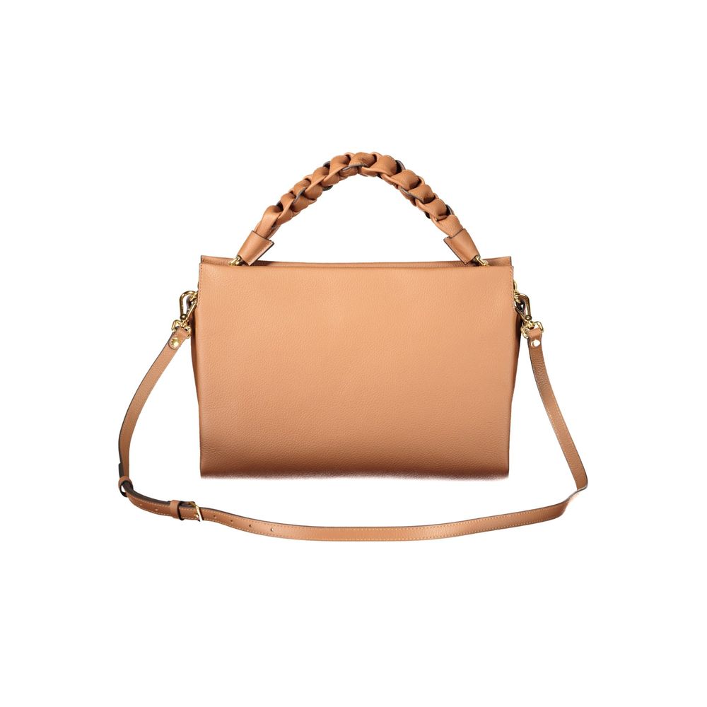 Indulge in the exquisite Coccinelle Brown Leather Handbag, a timeless accessory that embodies luxury and sophistication, perfect for the discerning individual.