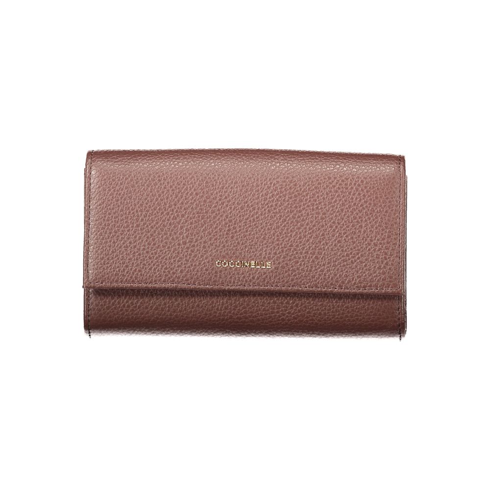 Indulge in the exquisite Coccinelle Brown Leather Wallet, a masterpiece of design featuring a luxurious metallic finish and impeccable craftsmanship, perfect for the discerning individual.