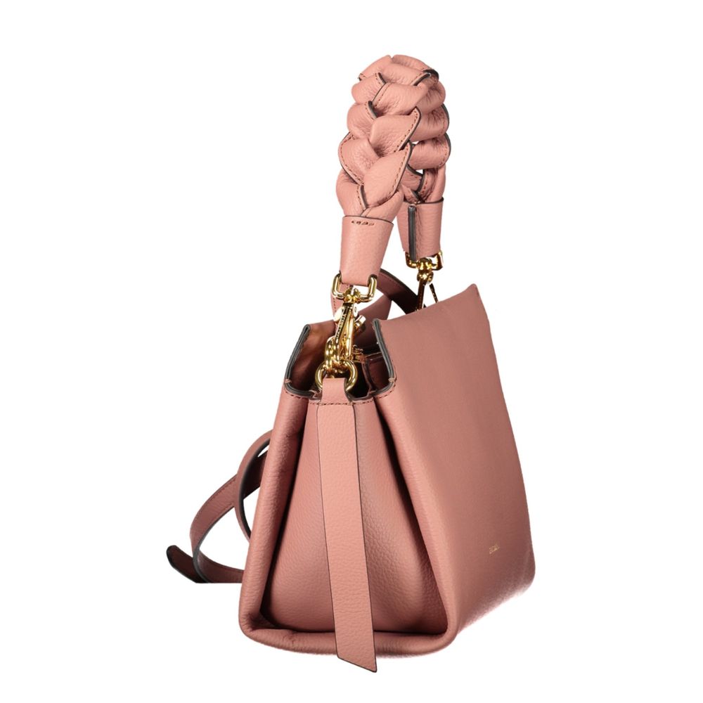 Indulge in the exquisite allure of the Coccinelle Pink Leather Handbag, a masterpiece of design featuring adjustable straps and elegant pockets, perfect for the discerning individual.