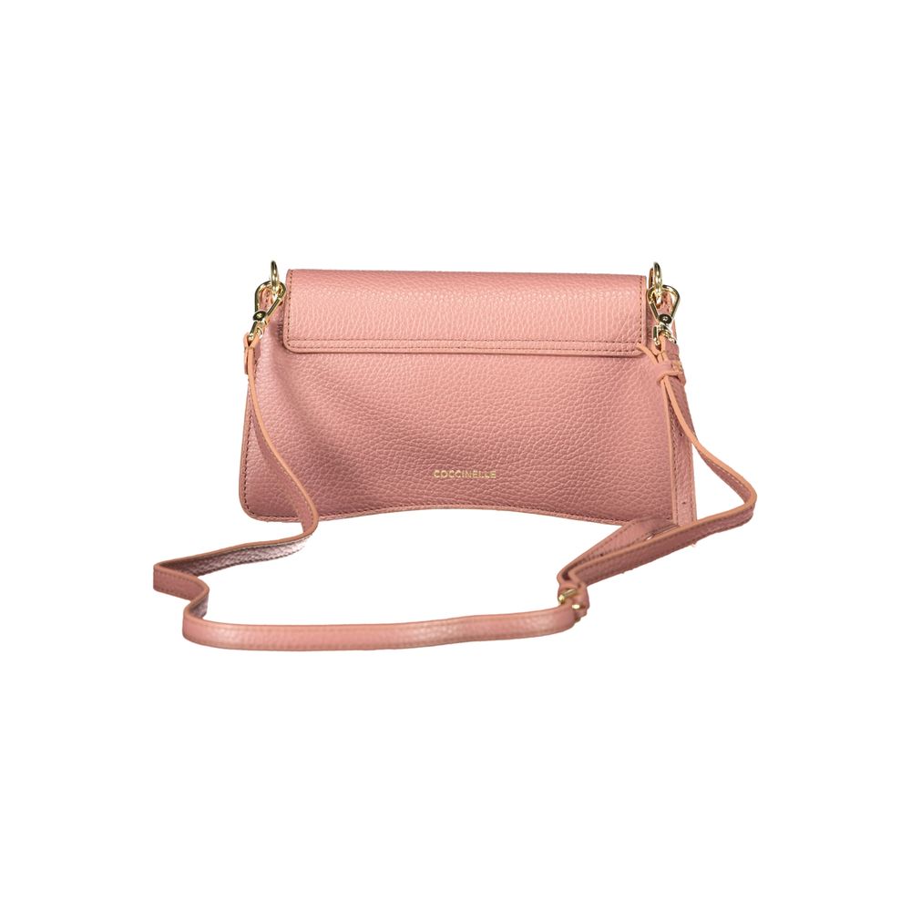 Indulge in the exquisite Coccinelle Pink Leather Handbag, a masterpiece of craftsmanship that embodies luxury and sophistication for the discerning individual.