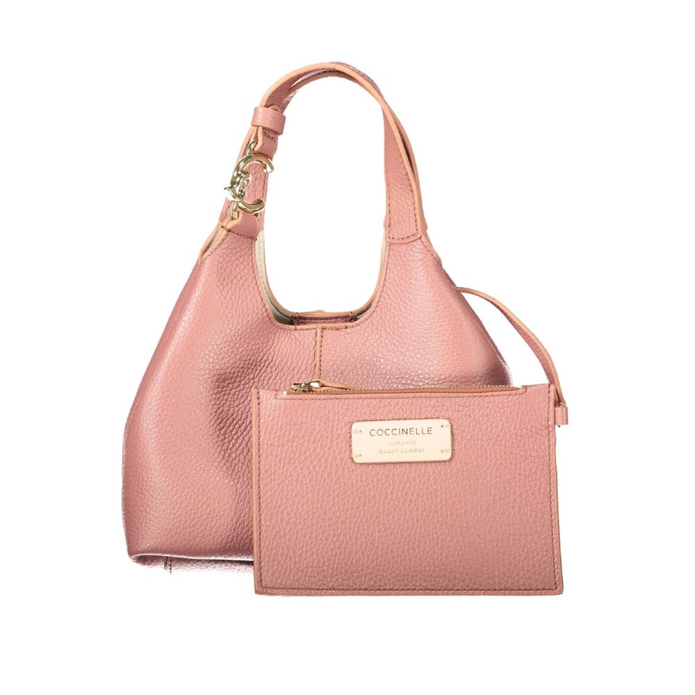 Indulge in the exquisite allure of the Coccinelle Pink Leather Handbag, a timeless masterpiece that embodies elegance and sophistication for the discerning individual.