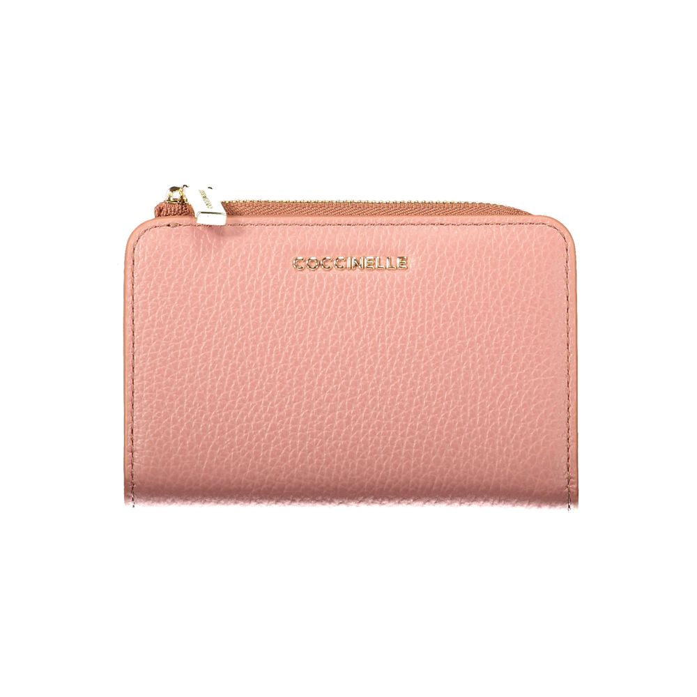 Indulge in the elegance of the Coccinelle Pink Leather Wallet, a masterful blend of design and functionality, perfect for those who appreciate luxury and sophistication.