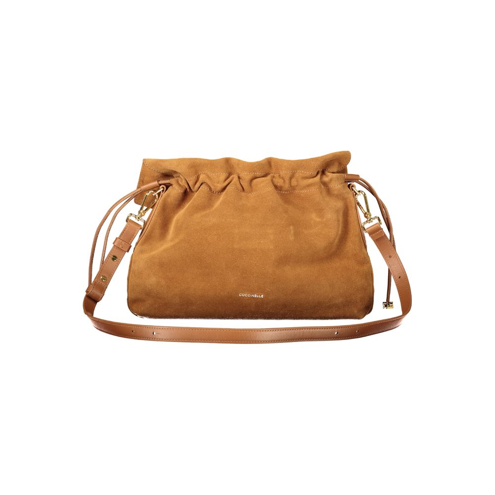 Indulge in the elegance of the Coccinelle Brown Leather Handbag, a masterpiece of design featuring sumptuous suede and exquisite craftsmanship, perfect for the discerning individual.