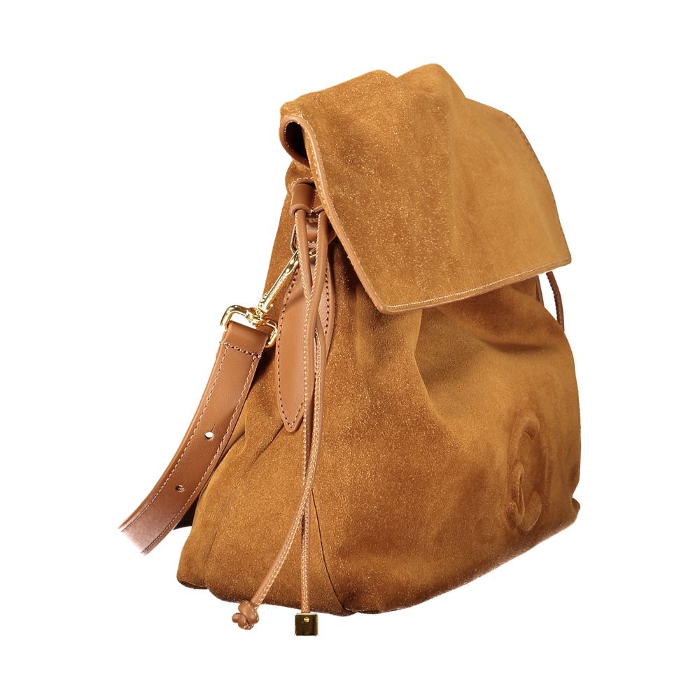 Indulge in the exquisite Coccinelle Brown Leather Handbag, a masterpiece of design featuring luxurious suede and impeccable craftsmanship, perfect for the discerning individual.