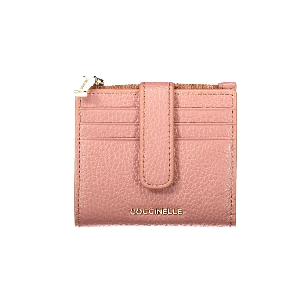 Indulge in the Coccinelle Pink Leather Wallet, a symbol of exquisite craftsmanship and refined elegance, designed for those who appreciate luxury and sophistication.