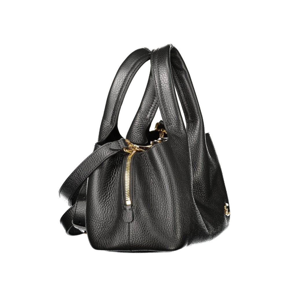Indulge in the elegance of the Coccinelle Black Leather Handbag, a timeless accessory that embodies exquisite craftsmanship and sophisticated allure for the discerning individual.