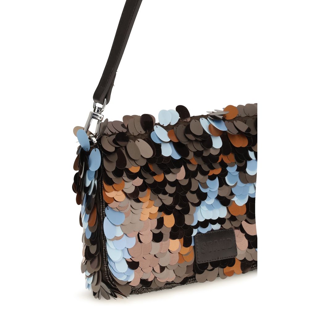 Elevate your style with the Staud Multicolor Marabou Shoulder Bag, a masterpiece of vibrant sequins and exquisite design, perfect for any luxurious occasion.